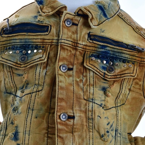 BOYS’ STUD TRIM TIE DYED JEAN JACKET-TIMBER - Picture 2 of 5